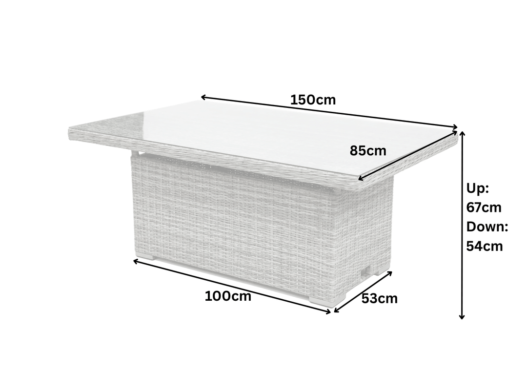 Capri Rattan Outdoor Corner Sofa Set with Height Adjustable Table (With Stools) | KENT ONLY DELIVERY