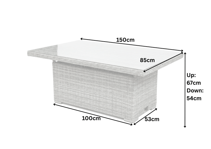 Capri Rattan Outdoor Corner Sofa Set with Height Adjustable Table (With Stools) | KENT ONLY DELIVERY