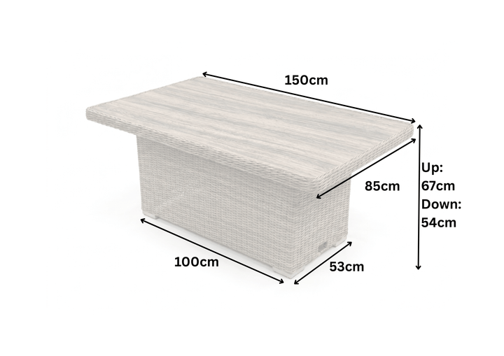 Capri Rattan Outdoor Corner Sofa Set with Height Adjustable Table - Light Oak | KENT ONLY DELIVERY