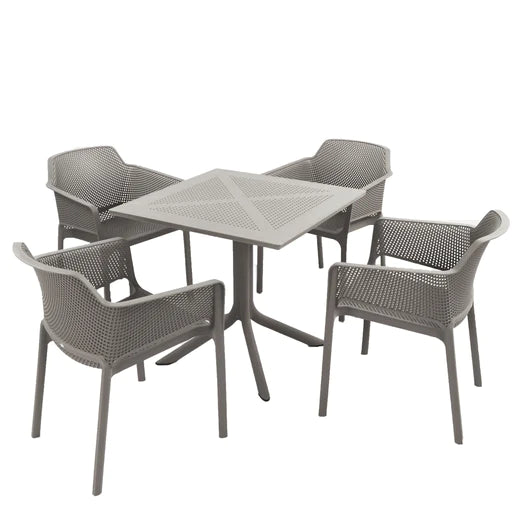 Clip 4 Seat Dining Set with Net Chairs - Turtle Dove