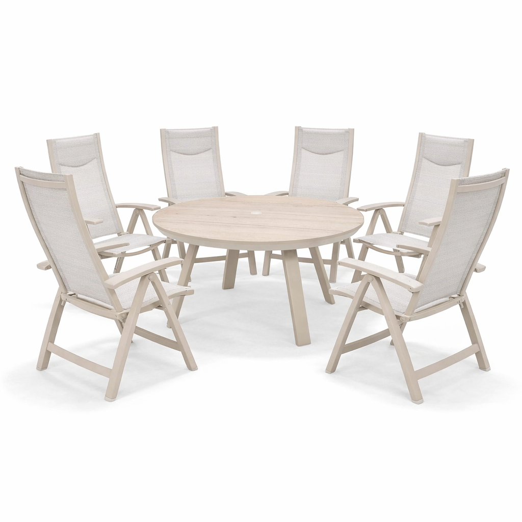 Lifestyle Garden Urbanite Light Deluxe High Back Reclining 6 Seat Round Dining Set