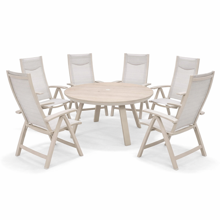Lifestyle Garden Urbanite Light Deluxe High Back Reclining 6 Seat Round Dining Set