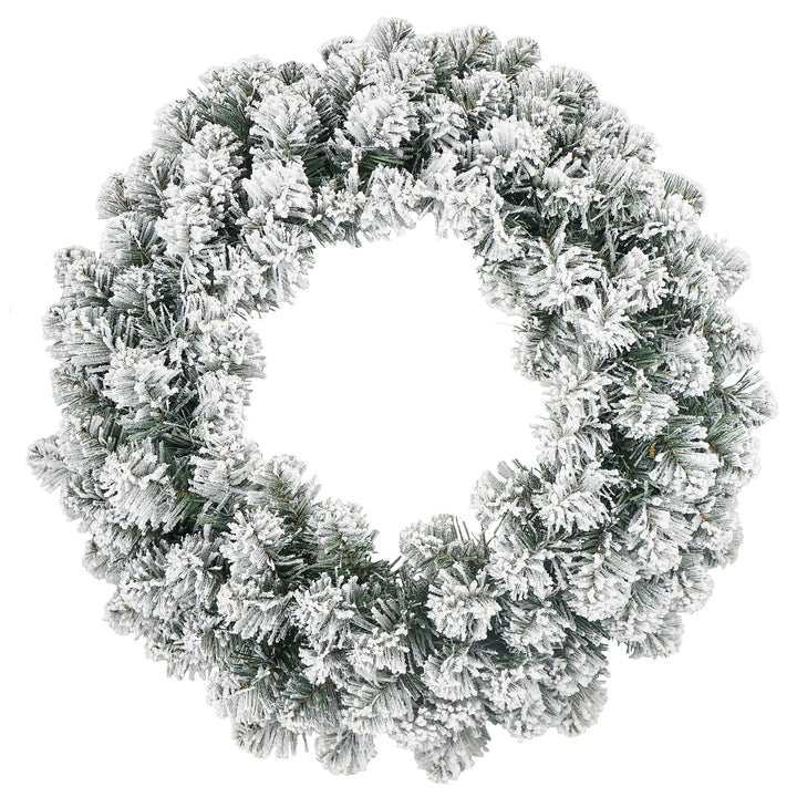 24" Decorative Collection Christmas Wreath Snowy Effect