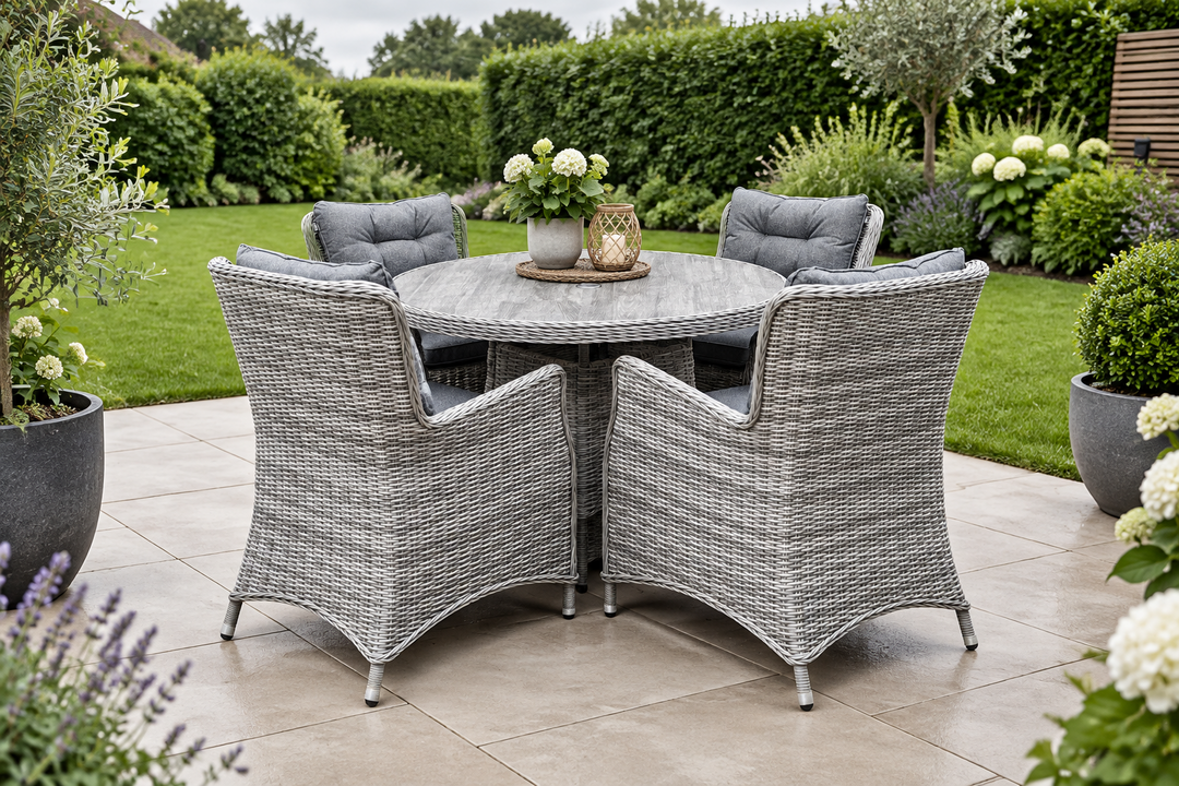 Savannah 4 Seater Round Dining Set - Dark Willow
