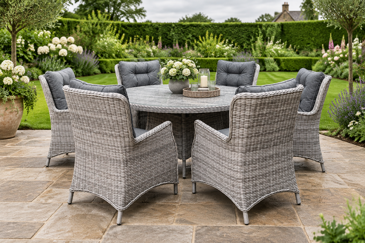Savannah 6 Seater Round Dining Set - Dark Willow | KENT ONLY DELIVERY