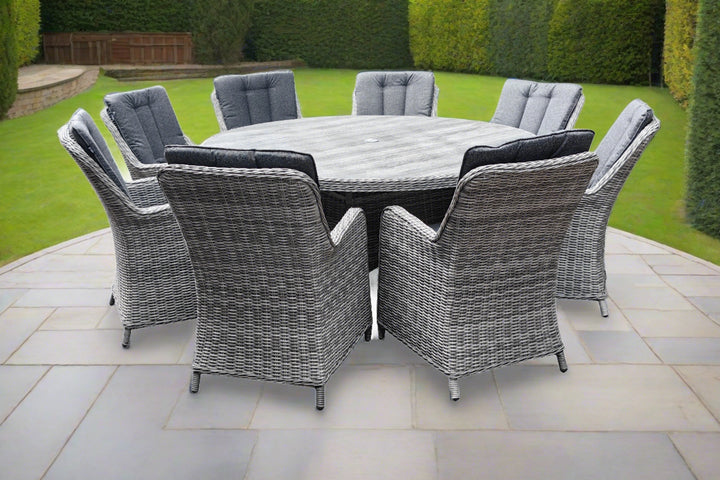 California 8 Seater Round Dining Set - Dark Willow | KENT ONLY DELIVERY