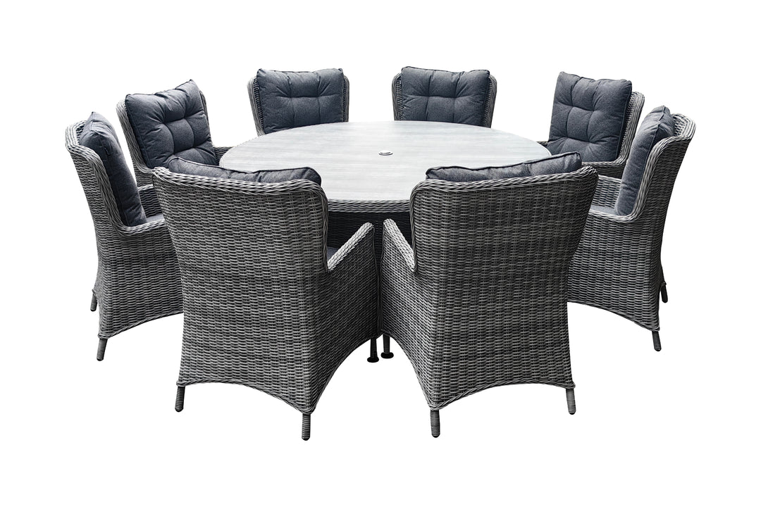 Savannah 8 Seater Round Dining Set - Dark Willow | KENT ONLY DELIVERY