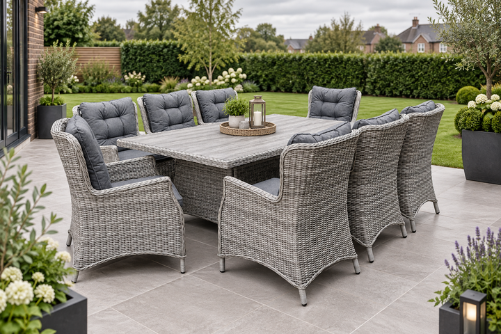 Savannah 8 Seater Rectangular Dining Set - Dark Willow | KENT ONLY DELIVERY
