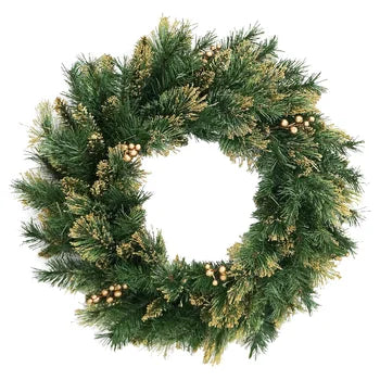 24" Decorative Collection Wreath With Gold Berries