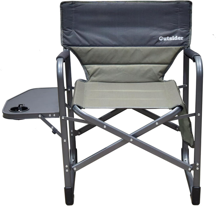 Outsider Folding Directors Chair with Side Table, Cup Holder and Storage Pockets