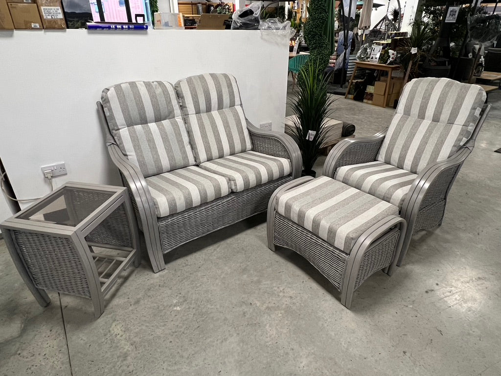 Turin Grey Suite in Duke Grey Stripe  (Grade D)| EX DISPLAY | KENT ONLY DELIVERY