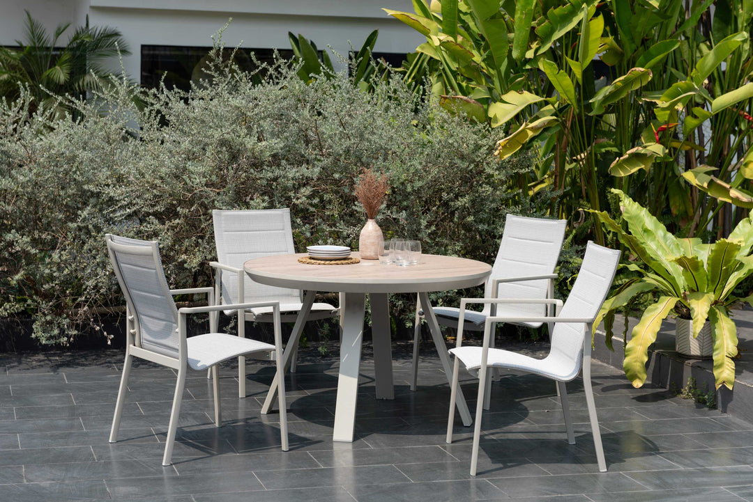 Lifestyle Garden Urbanite Light Deluxe Padded 4 Seat Round Dining Set