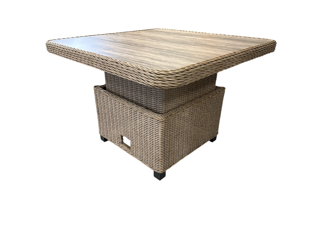 Hamilton Rattan Outdoor Corner Sofa Set with Height Adjustable Table - Light Oak