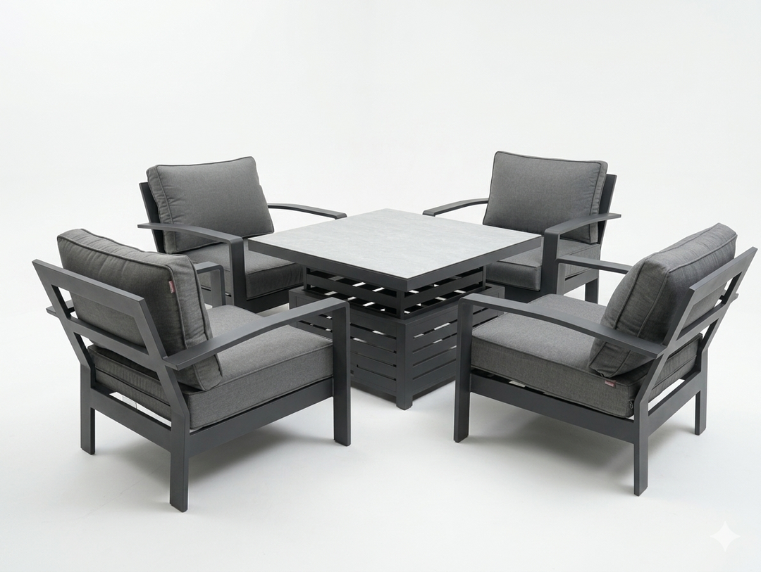 Grande 4 Seat Lounge Set with Rise & Fall Table PLUS 2 FREE SIDE TABLES & WEATHERPROOF COVERS | KENT ONLY DELIVERY