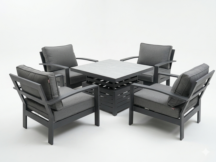 Grande 4 Seat Lounge Set with Rise & Fall Table PLUS 2 FREE SIDE TABLES & WEATHERPROOF COVERS | KENT ONLY DELIVERY