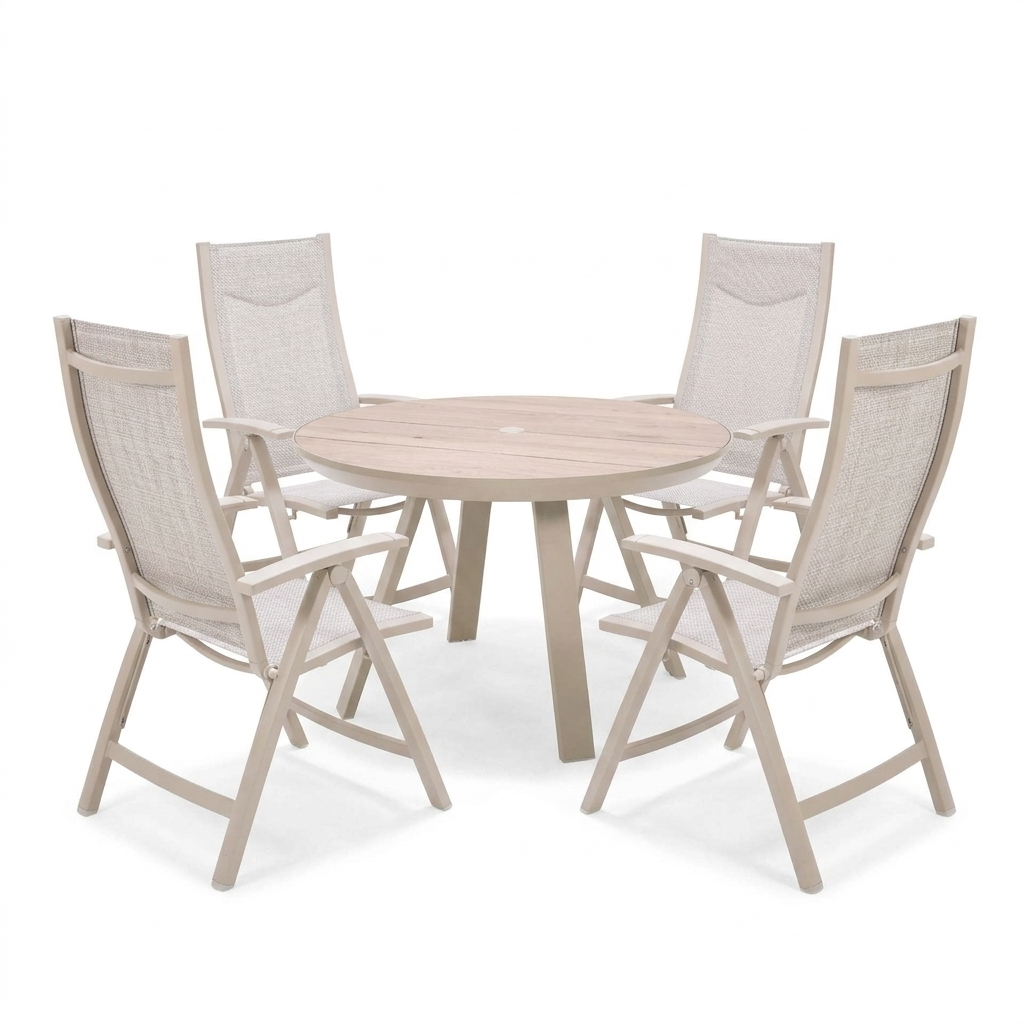 Lifestyle Garden Urbanite Light Deluxe High Back Reclining 4 Seat Round Dining Set