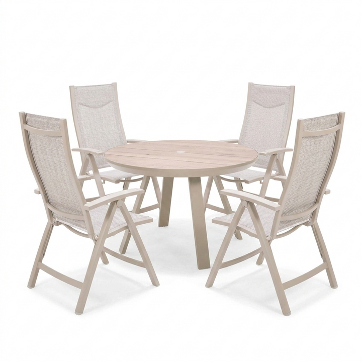 Lifestyle Garden Urbanite Light Deluxe High Back Reclining 4 Seat Round Dining Set