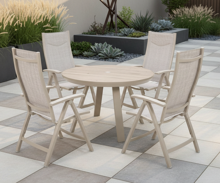 Lifestyle Garden Urbanite Light Deluxe High Back Reclining 4 Seat Round Dining Set