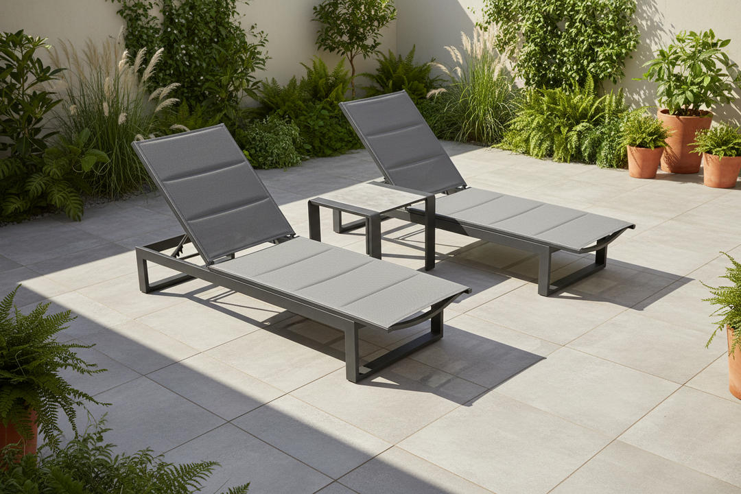 Grande Deluxe Aluminium Sun Lounger Set PLUS FREE WEATHERPROOF COVERS | KENT ONLY DELIVERY