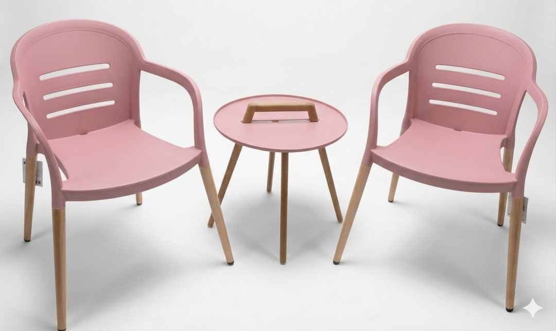 Lifestyle Garden Nassau-Onyx 2 Seater Round Coffee Set - Peony Pink