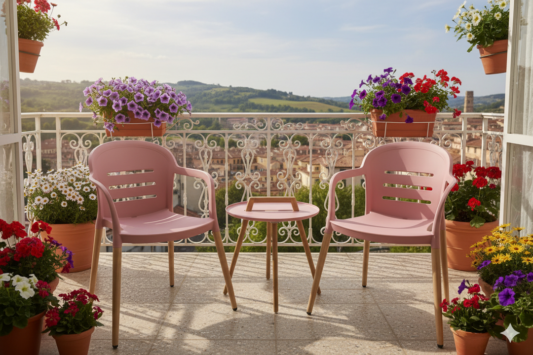 Lifestyle Garden Nassau-Onyx 2 Seater Round Coffee Set - Peony Pink