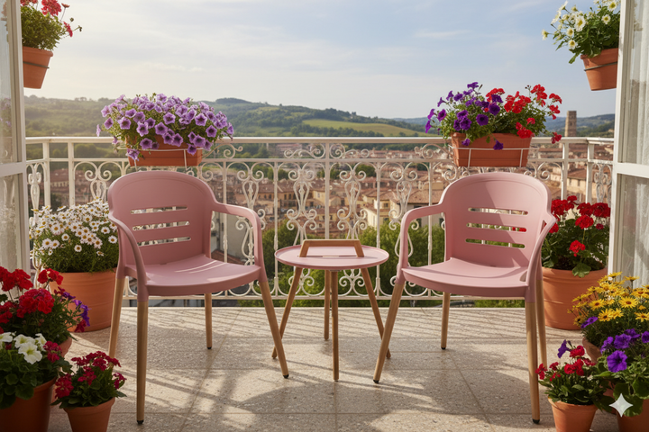 Lifestyle Garden Nassau-Onyx 2 Seater Round Coffee Set - Peony Pink