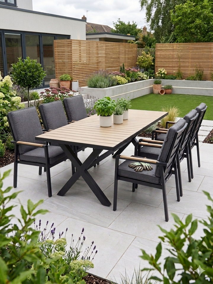 Panama-Asher Large 6 Seat Rectangular Dining Set