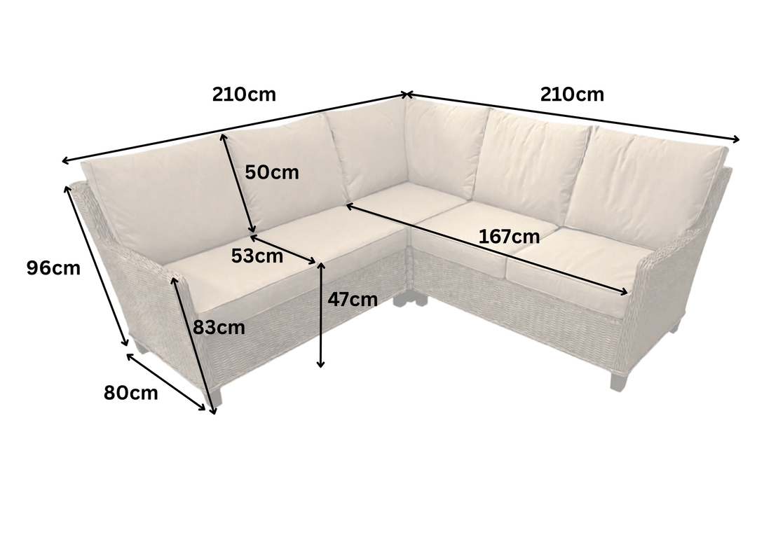 Hamilton Rattan Outdoor Corner Sofa Set with Height Adjustable Table - Light Oak