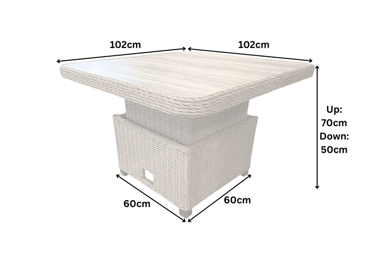 Hamilton Rattan Outdoor Corner Sofa Set with Height Adjustable Table - Light Oak