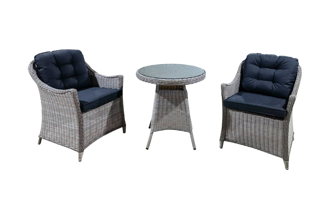 Bristol 2 Seater Round Bistro Coffee Set - Light Grey