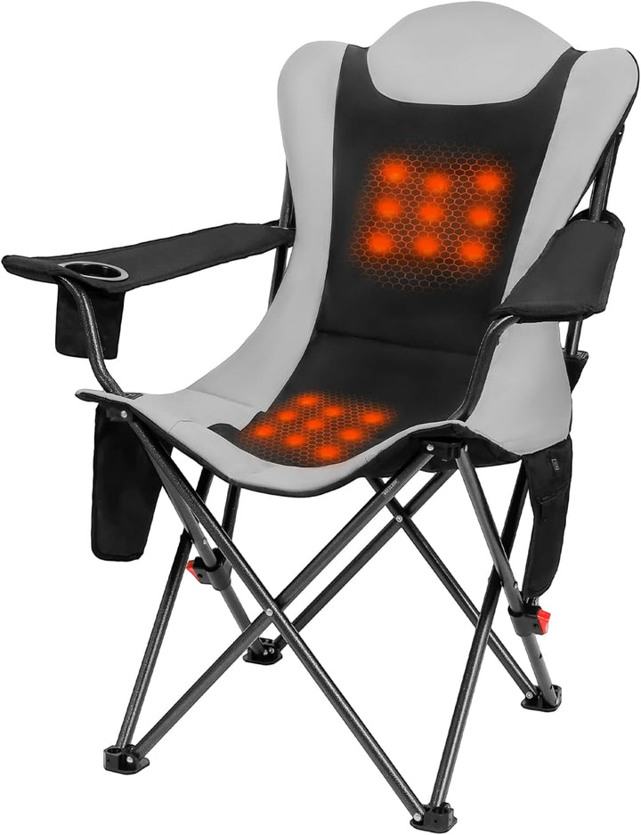 Outsider Heated Folding Quad Camp Chair with Cooler, Drinks Holder and Bottle Opener