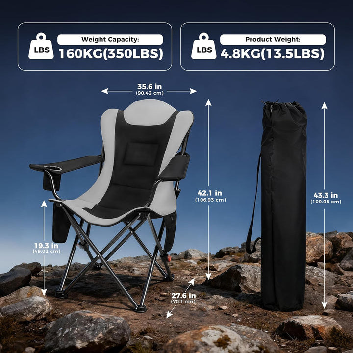 2x Outsider Heated Folding Quad Camp Chair with Cooler, Drinks Holder and Bottle Opener