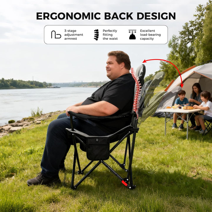 2x Outsider Heated Folding Quad Camp Chair with Cooler, Drinks Holder and Bottle Opener