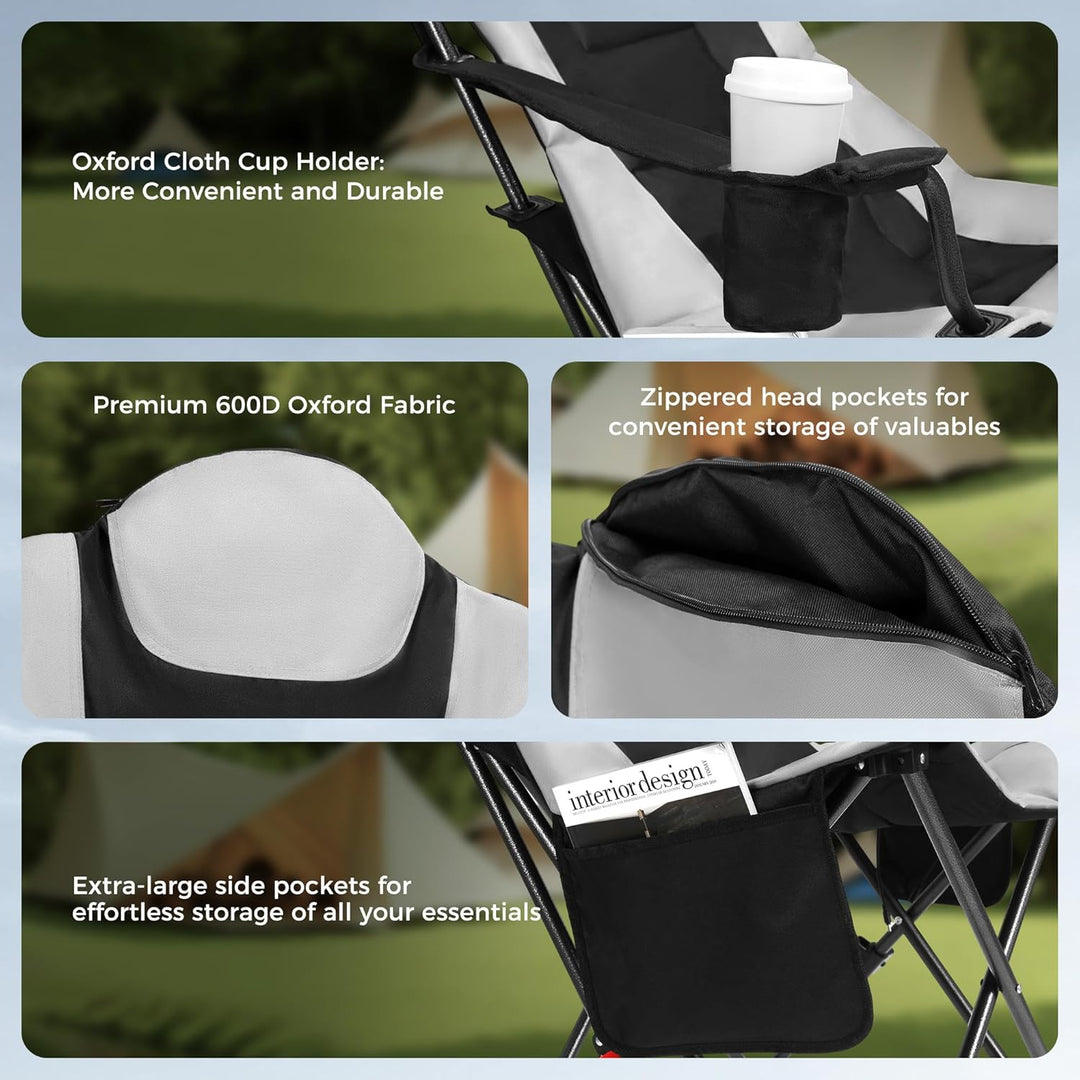 2x Outsider Heated Folding Quad Camp Chair with Cooler, Drinks Holder and Bottle Opener