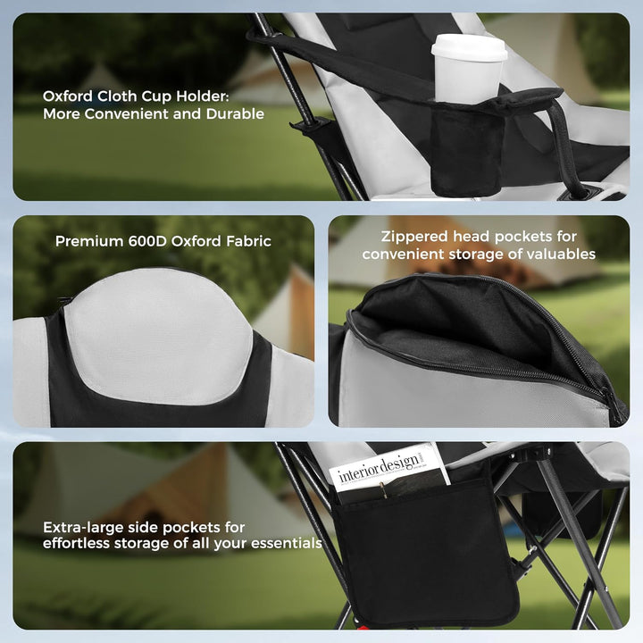 2x Outsider Heated Folding Quad Camp Chair with Cooler, Drinks Holder and Bottle Opener