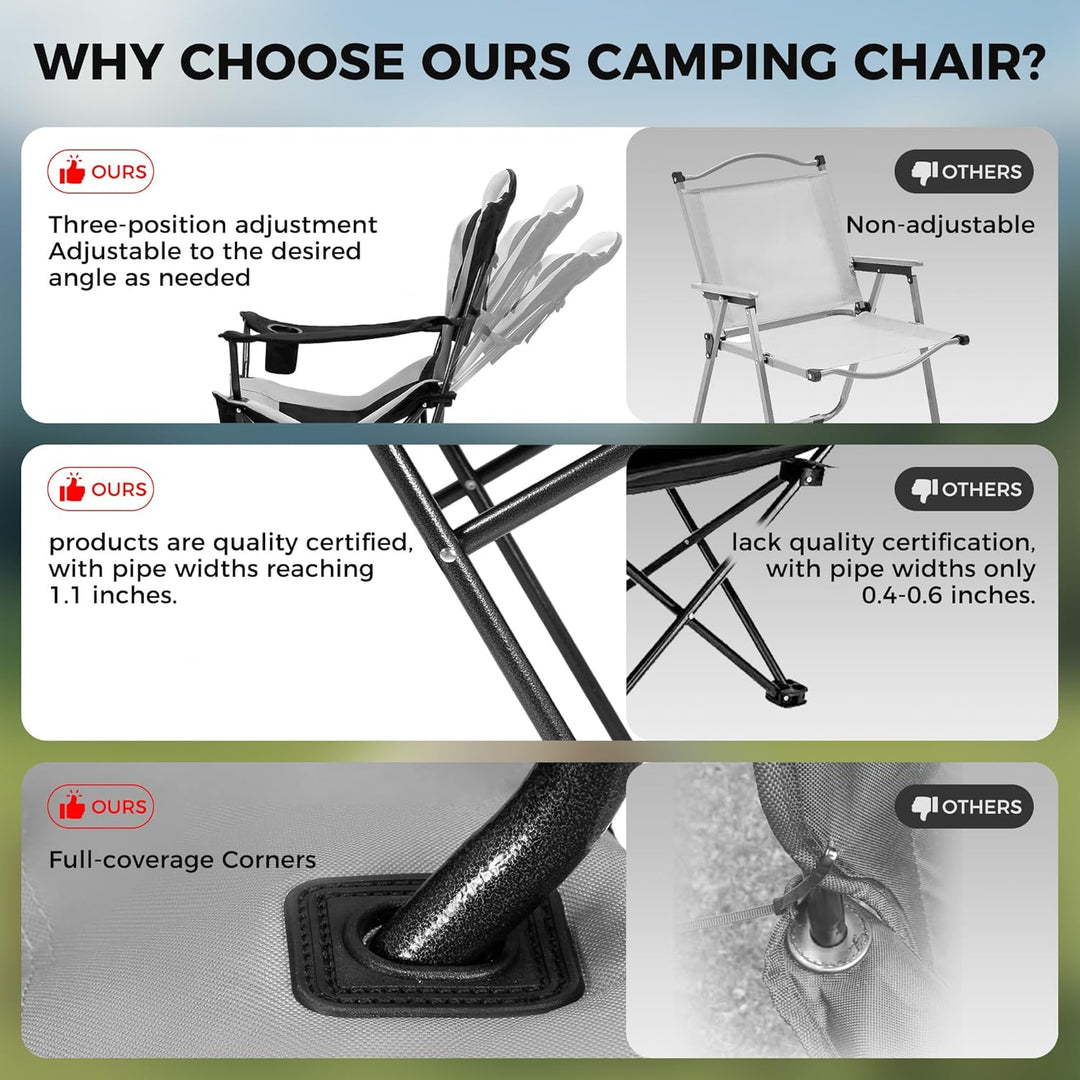 2x Outsider Heated Folding Quad Camp Chair with Cooler, Drinks Holder and Bottle Opener
