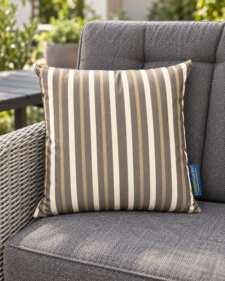 Coffee Stripe Outdoor Scatter Cushion 35x35cm - Lifestyle Garden