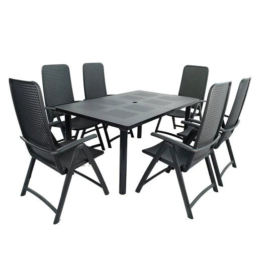 Libeccio 6 Seat Dining Extending Table  with Multi Position Chairs – Anthracite