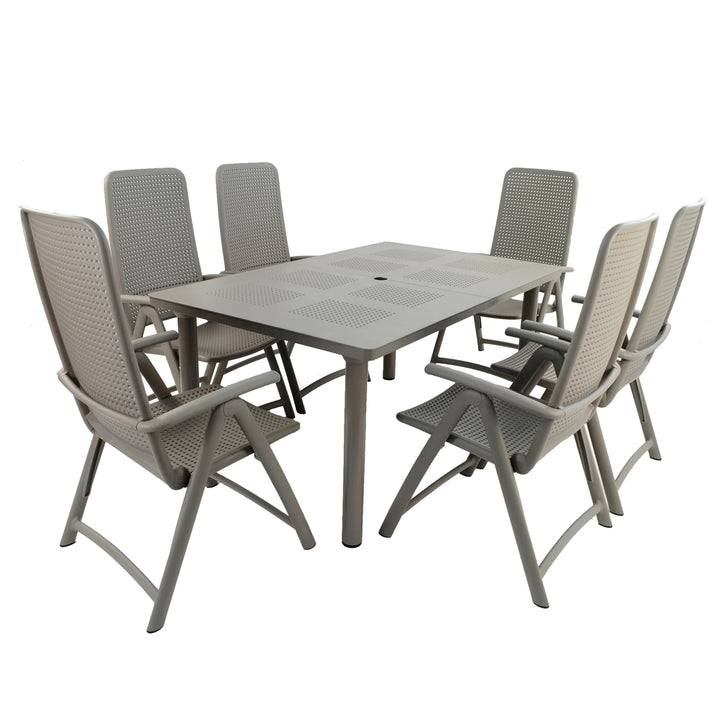 Libeccio 6 Seat Dining Extending Table  with Multi Position Chairs – Turtle Dove