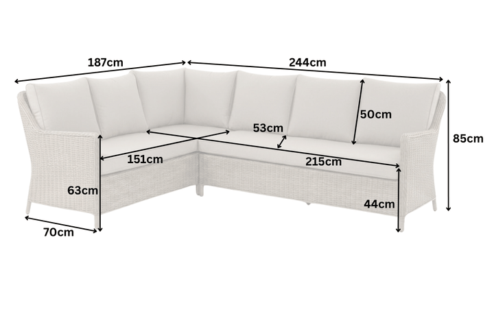 Luna Rattan Outdoor Corner Sofa Set with Rise & Fall Table - Light Oak