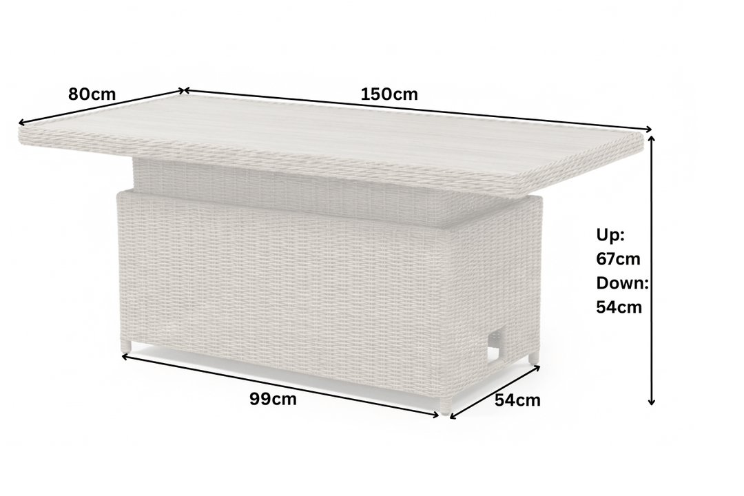 Luna Rattan Outdoor Corner Sofa Set with Rise & Fall Table - Light Oak