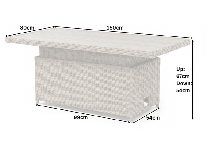Luna Rattan Outdoor Corner Sofa Set with Rise & Fall Table - Light Oak