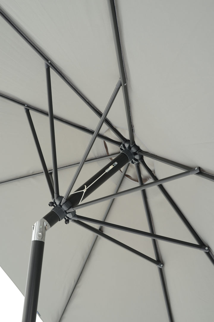 BLACK FRIDAY BUNDLE - Urbanite Dark Deluxe High Back 6 Seat Dining Set With Parasol and Base