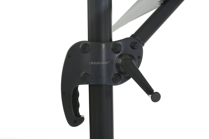 BLACK FRIDAY BUNDLE: Urbanite Dark 8 Seat Dining Set WITH 3 x 3m Cantilever Parasol and Base