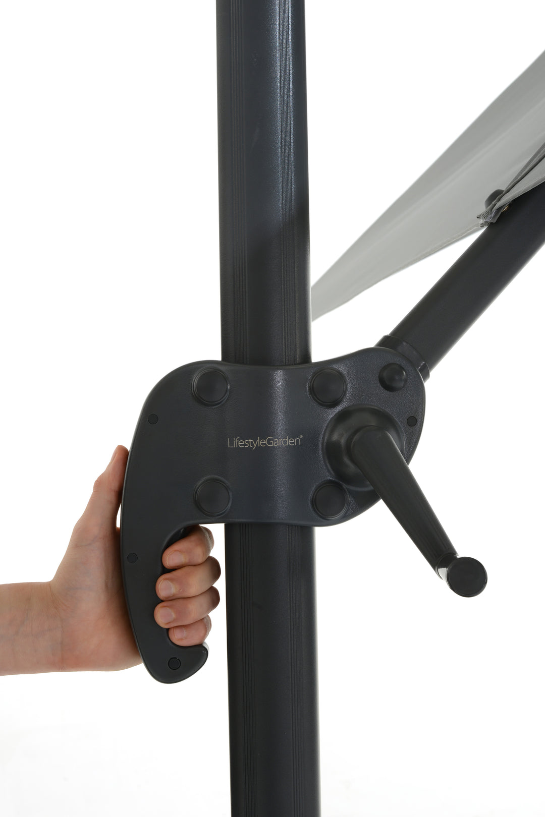 BLACK FRIDAY BUNDLE: Urbanite Dark 8 Seat Dining Set WITH 3 x 3m Cantilever Parasol and Base