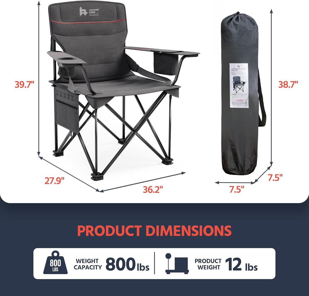 Outsider Oversize Quad Folding Camp Chair with Adjustable Lumbar Support