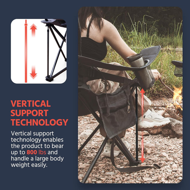 Outsider Oversize Quad Folding Camp Chair with Adjustable Lumbar Support