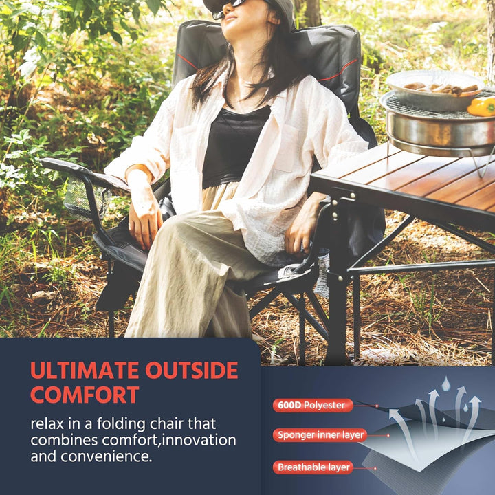 Outsider Oversize Quad Folding Camp Chair with Adjustable Lumbar Support