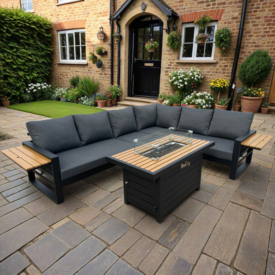 Luxor Corner Casual Dining Set with Fire Pit Table | KENT ONLY DELIVERY