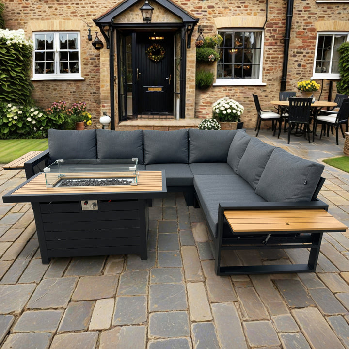 Luxor Corner Casual Dining Set with Fire Pit Table | KENT ONLY DELIVERY